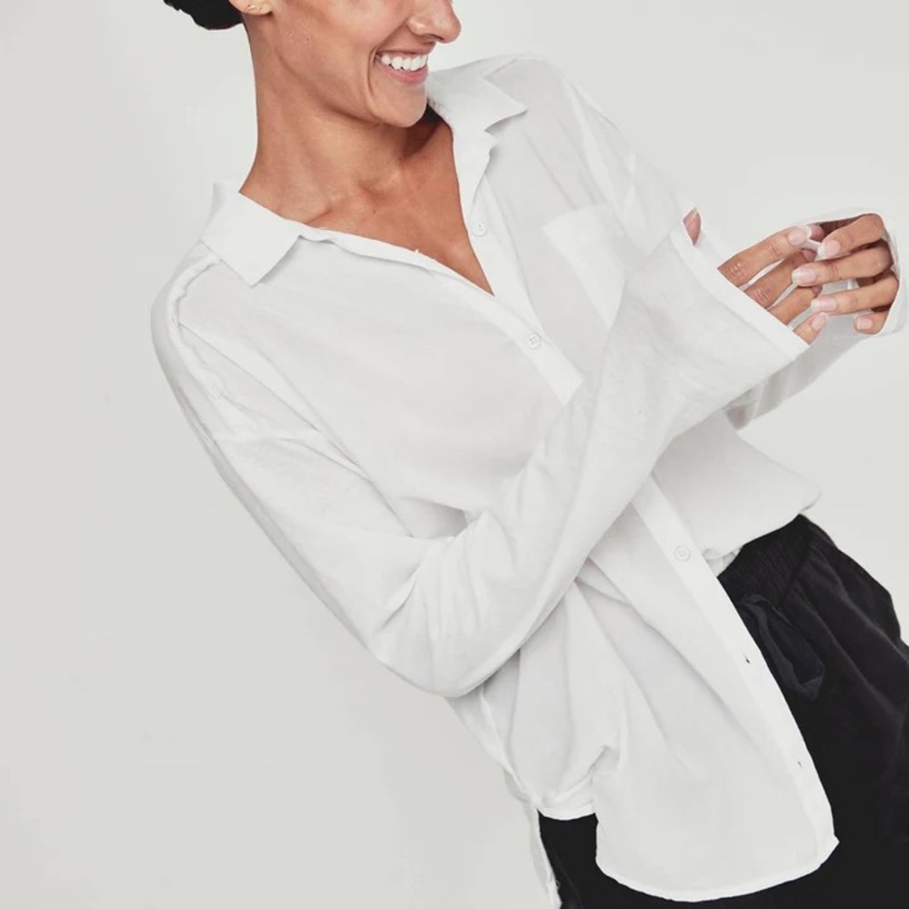 Splendid Paige Long Sleeve Shirt White Button Up